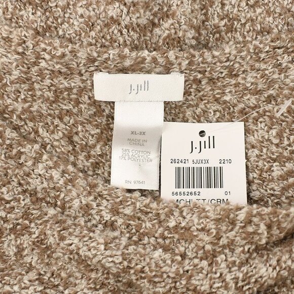 J. Jill Womens Mocha Latte Marled Asymmetrical Cotton Blend Poncho XL-3X - Picture 2 of 2